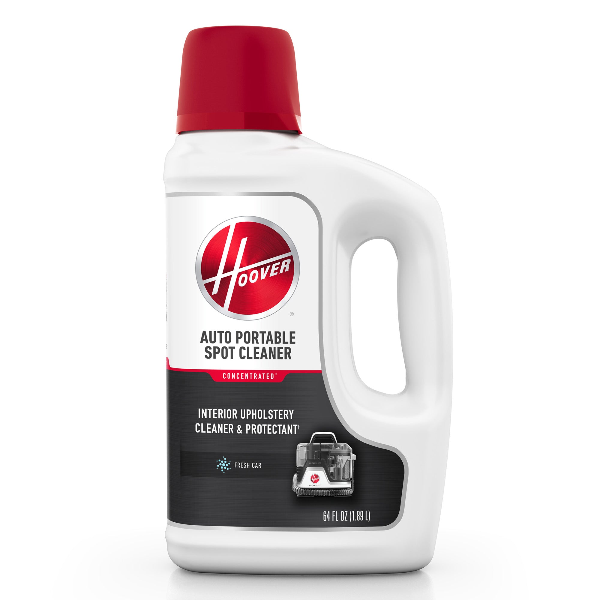 Close-up of Hoover auto portable spot cleaner, perfect for interior upholstery cleaner and protectant.