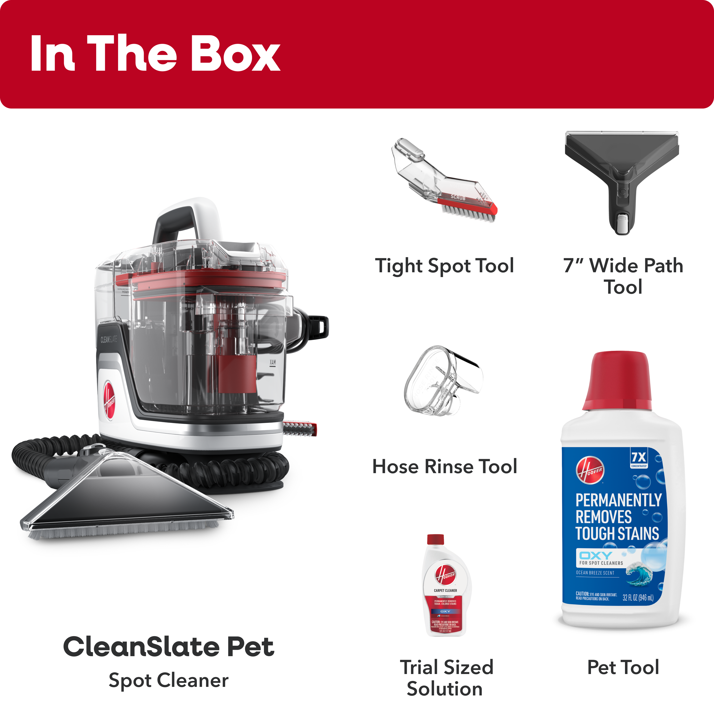 Hoover CleanSlate Pet Spot Cleaner + Hoover Oxy Spot Cleaner Solution 32oz Bundle