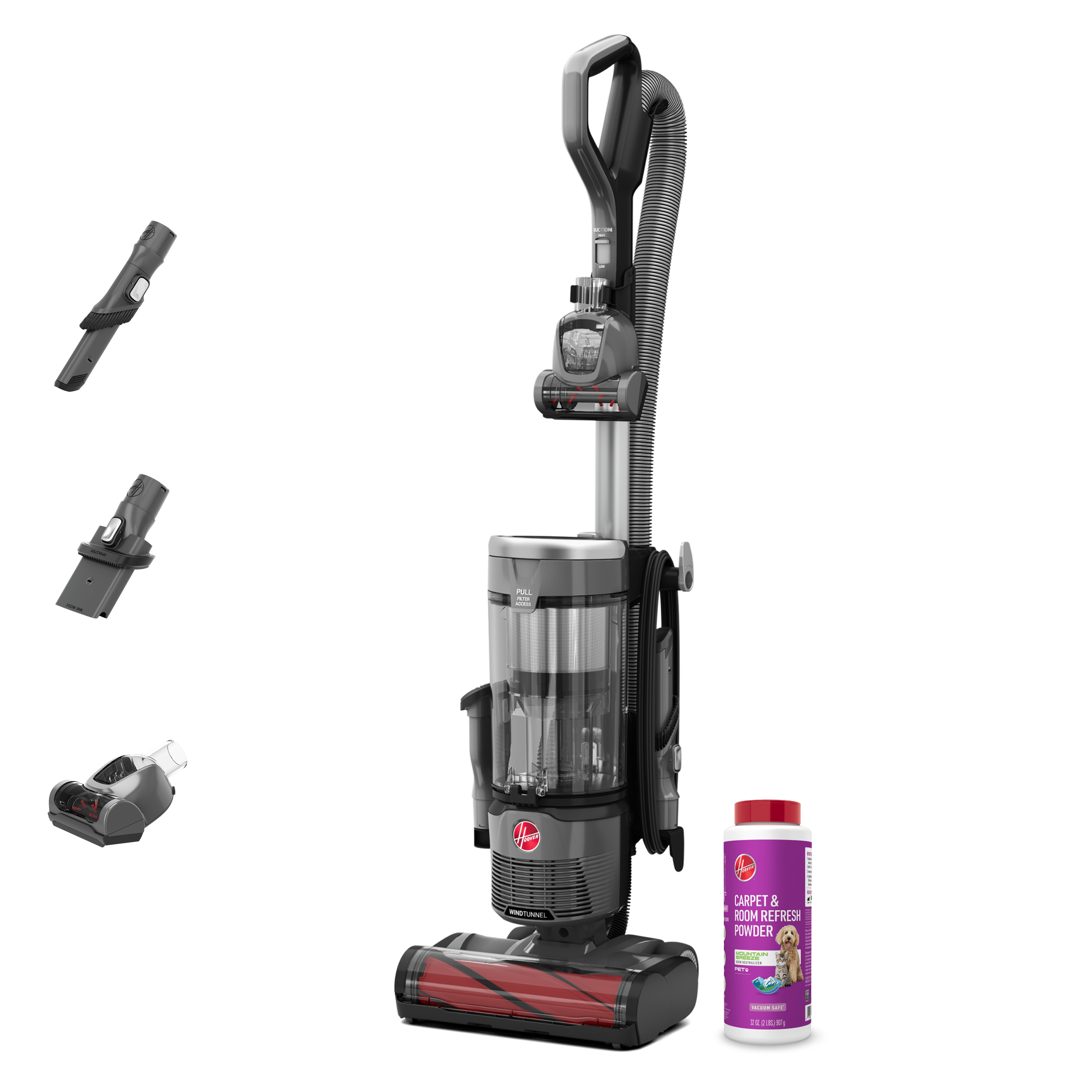 Hoover WindTunnel Swivel Pet Upright Vacuum + Pet Carpet Powder Bundle