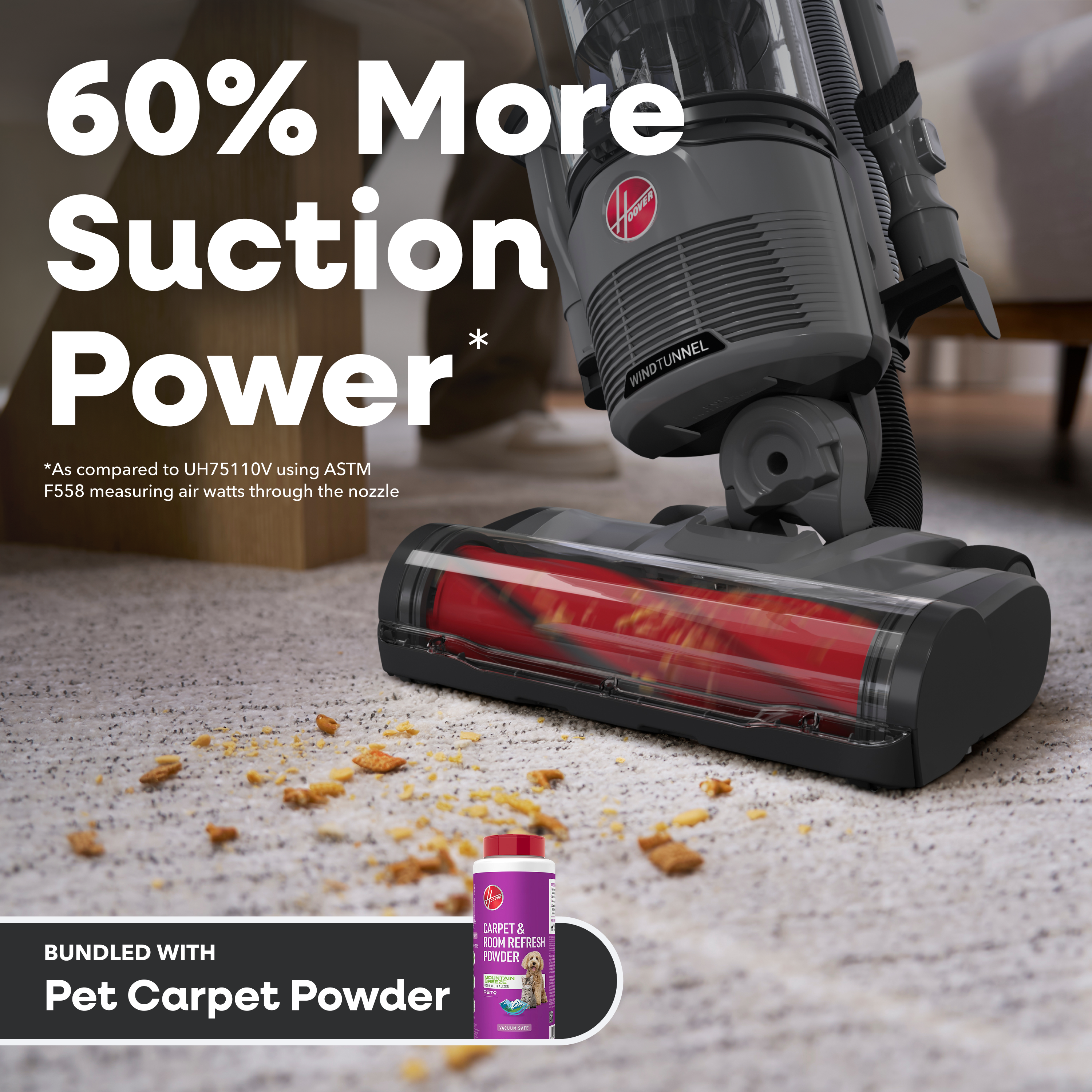 Hoover WindTunnel Swivel Pet Upright Vacuum + Pet Carpet Powder Bundle