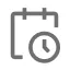 grey calendar with clock icon 