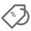 gray price tag with percentage symbol icon 
