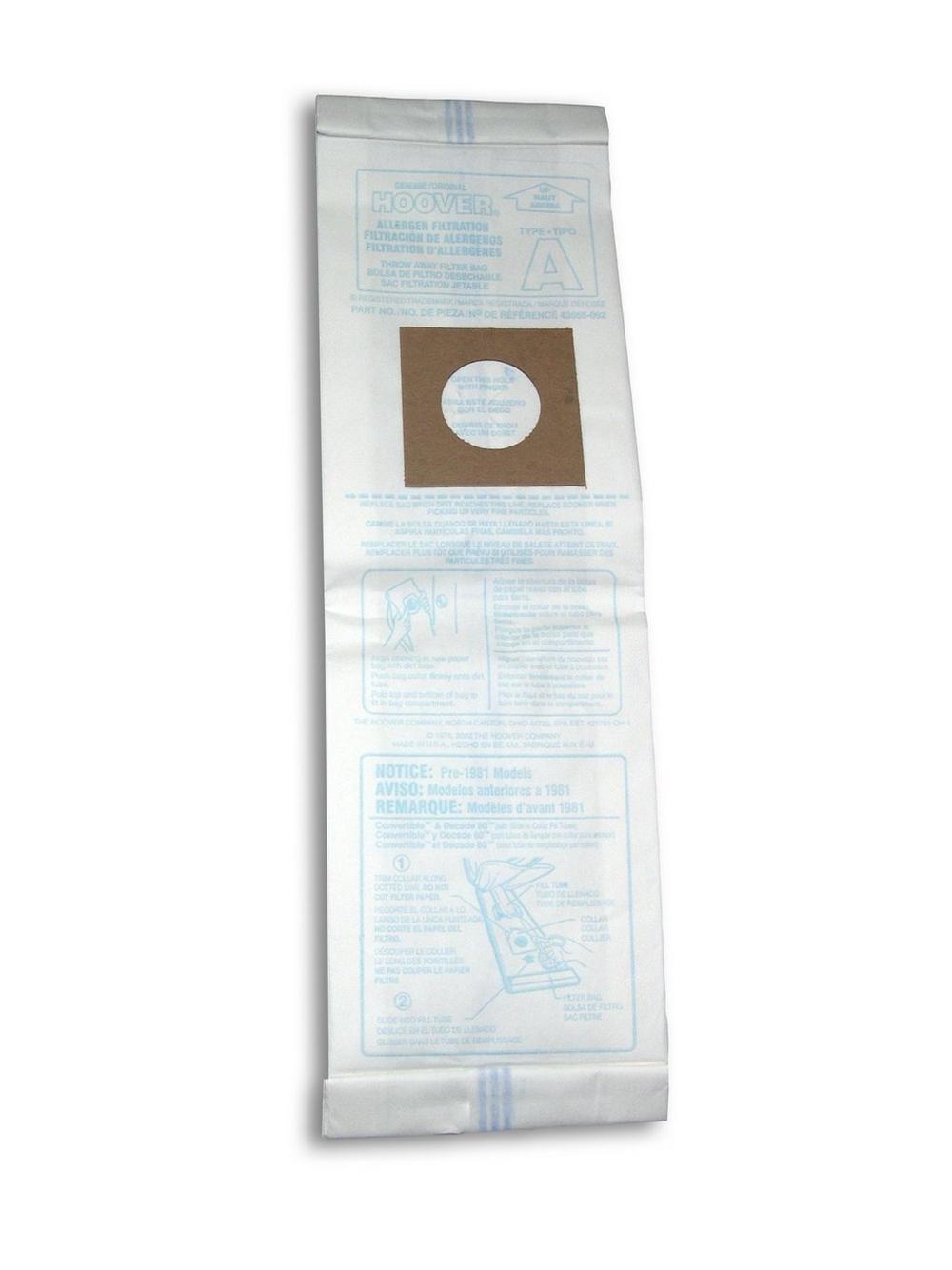 Hoover Disposable Vacuum Bags, Allergen C1, 10/Pack