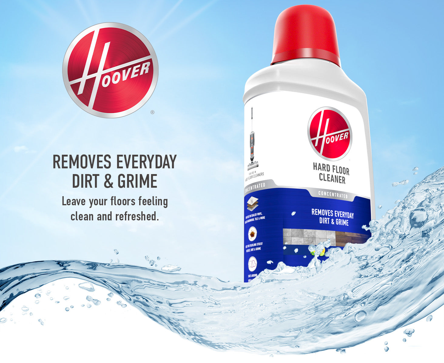 Hoover Luxury Vinyl Hard Floor Solution, Concentrated Cleaning Solution for  Hard Floor Machines, 64 oz, AH31454