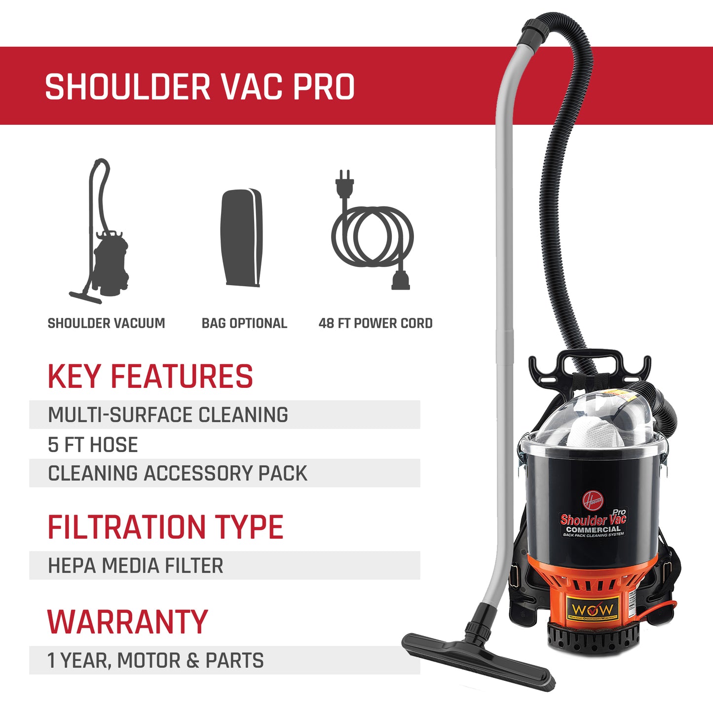 Commercial Shoulder Vac Pro Backpack Vacuum