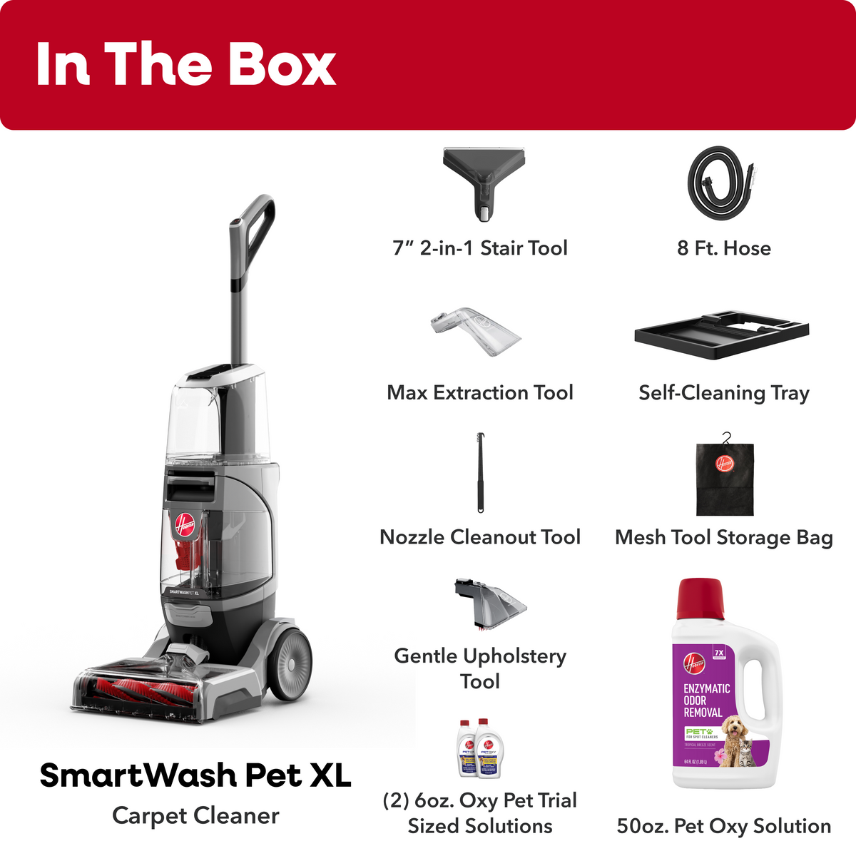 Hoover SmartWash Pet XL Carpet Cleaner & Hoover Oxy Pet Carpet Cleaner 50oz Bundle