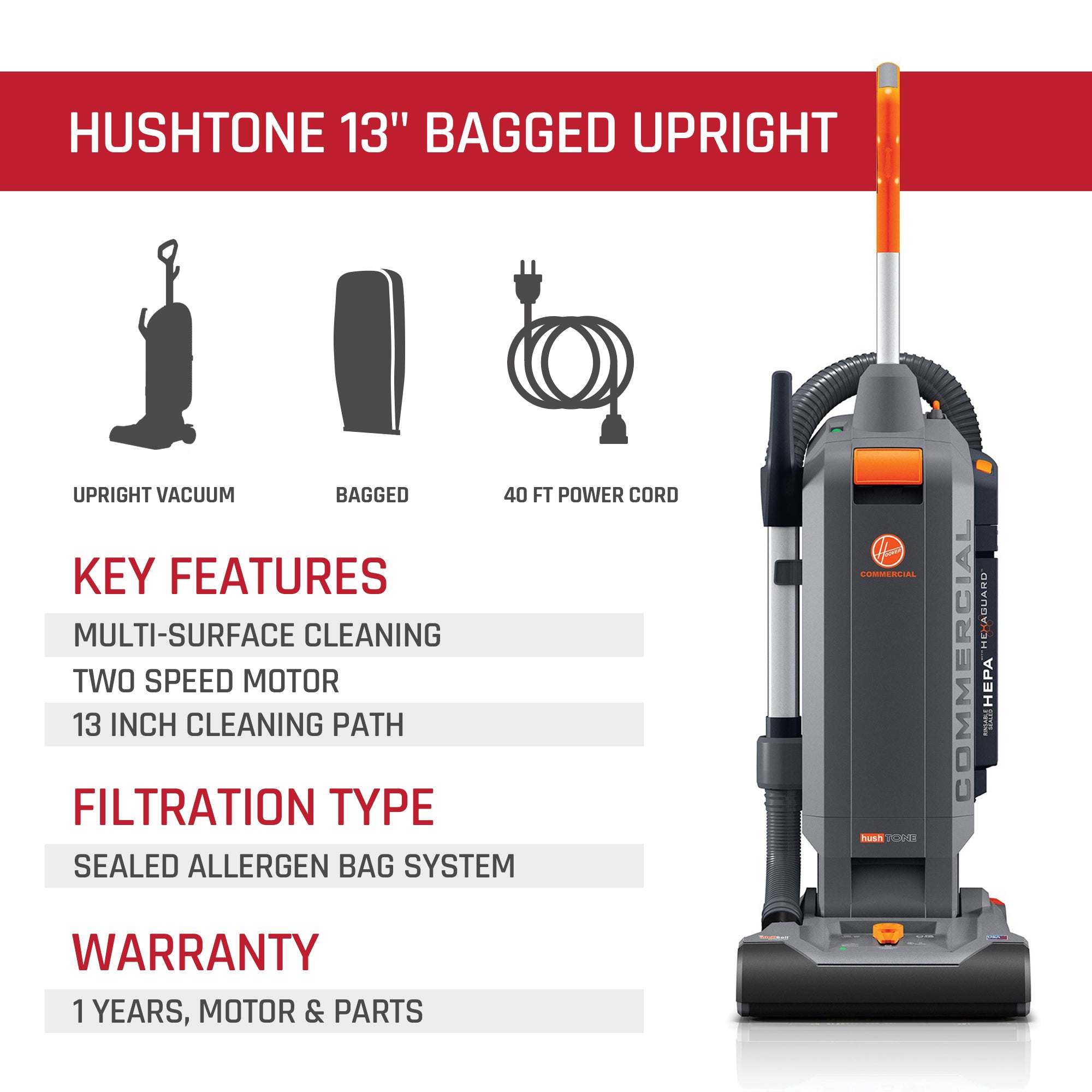 Hoover Hushtone CHU54113 upright store Vacuum