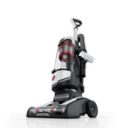 Side close up profile of hoover vacuum cleaner with a focus on its ergonomic design and powerful deep clean brush.