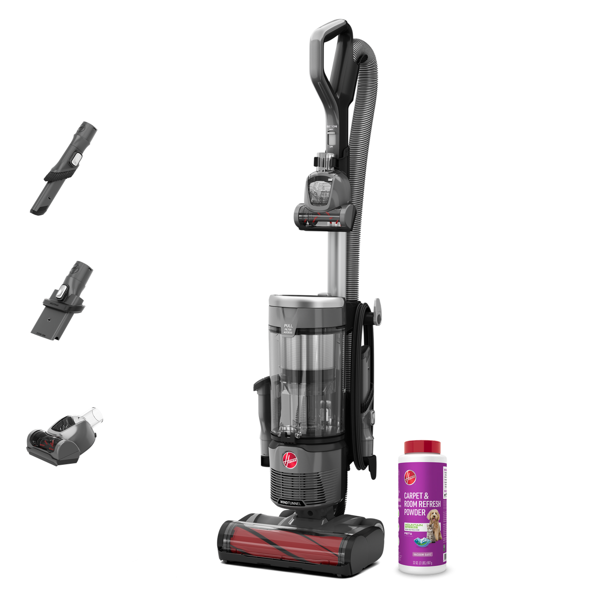 Hoover WindTunnel Swivel Pet Upright Vacuum & Pet Carpet Powder Bundle