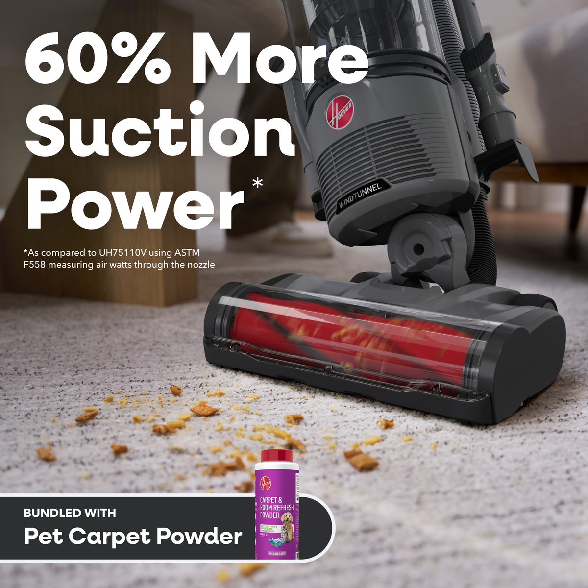 Hoover WindTunnel Swivel Pet Upright Vacuum + Pet Carpet Powder Bundle