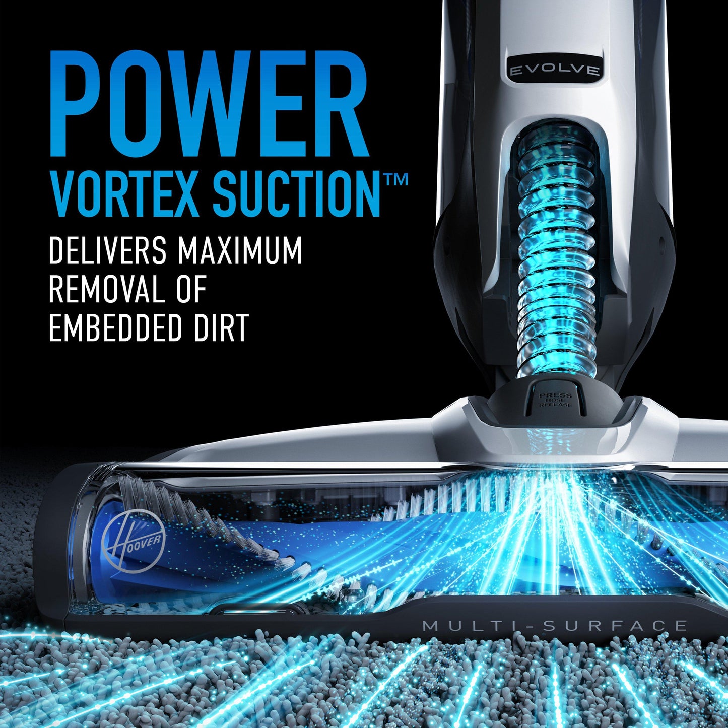 Power Vortex Suction delivers maximum removal of embedded dirt
